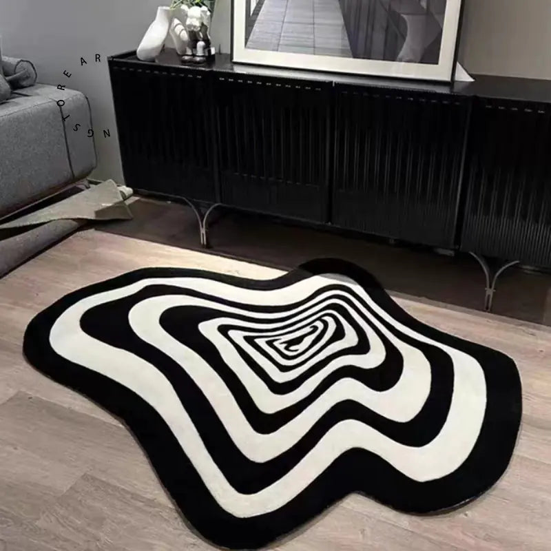 Black and White Living Room Carpet